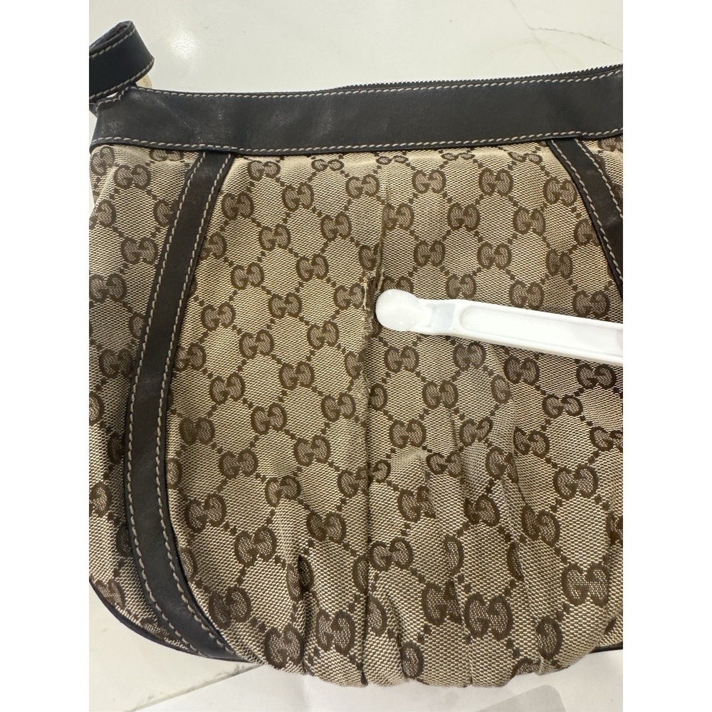 Gucci Abbey Crossbody Shoulder Bag 203257 Gg Canvas Leather Beige Dark Brown/COA - Picture 4 of 7